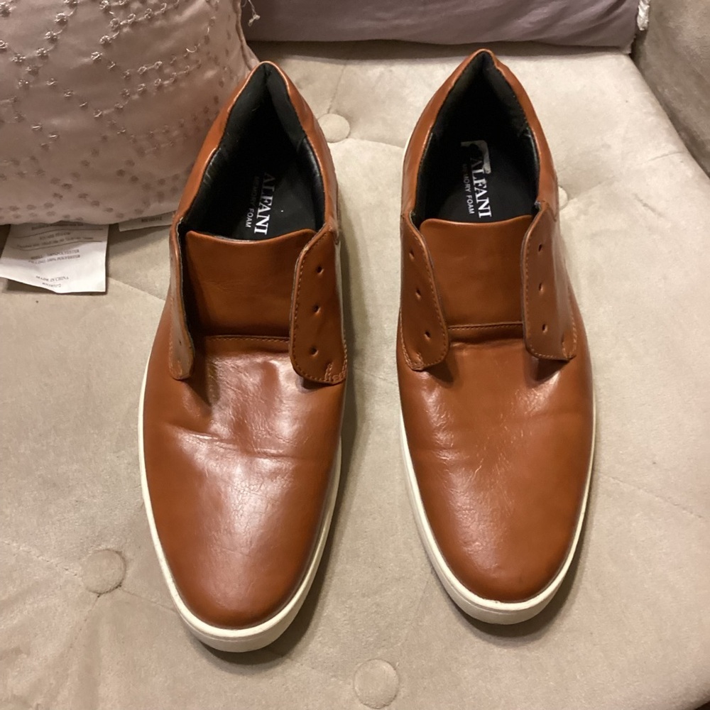Alfani Tan Leather Loafers Sleek Slip-Ons